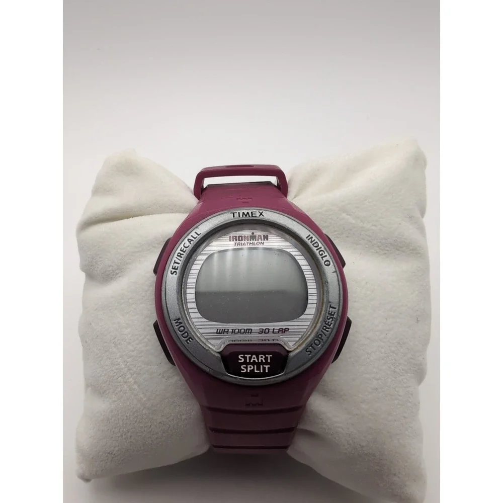 Timex Ironman Triathlon Watch Women 39mm Digital Pink Indiglo 30Lap NeedsBattery